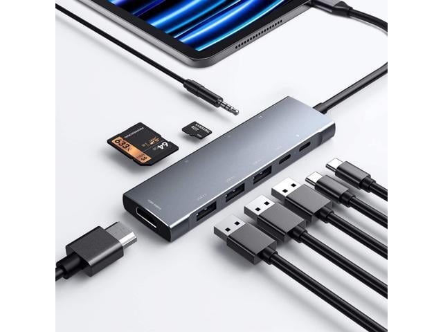 USB C HUB for iPad Pro 9-in-1 Adapter iPad Pro M4 M2 M1 13 12.9 11 inch iPad Air 5 4 Docking Station with 4K HDMI, USB-C PD, SD/TF Card Reader, USB...