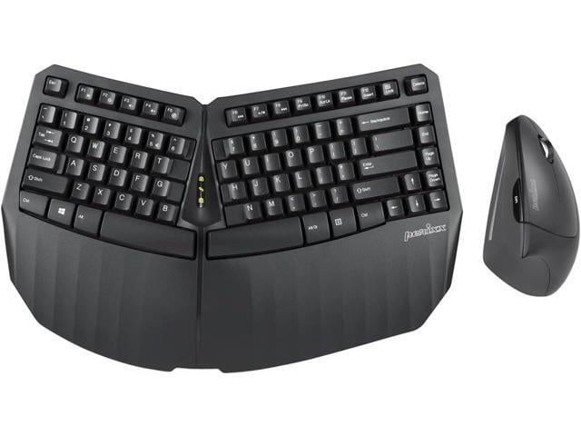 Perixx PERIDUO-813B US, Wireless Ergonomic Compact Keyboard & Vertical Mouse - Bundle with a 6-Button Ergonomic Vertical Mouse - Black - US English