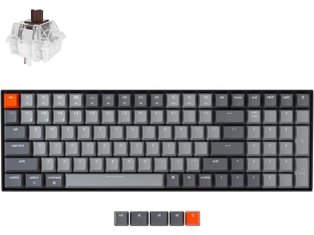 Keychron K4 96% Layout 100 Keys Wireless Bluetooth 5.1/Wired USB Mechanical Gaming Keyboard with Keychron Super Brown Switch White LED Backlight...