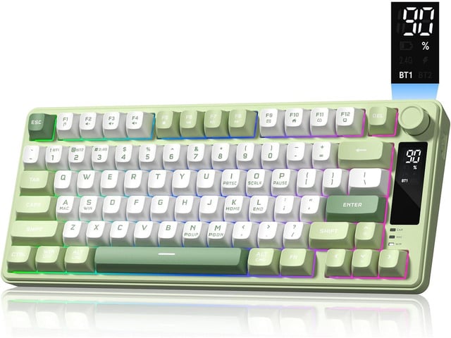 Womier DK75 75% Wireless Gaming Keyboard, RGB Backlit Creamy Keyboard with Media Knob, OLED Screen, Tri-Mode 2.4GHz/USB-C/BT5.0, Anti-Ghosting...
