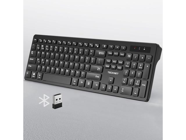 TECKNET Wireless Keyboards 2.4G+Bluetooth for 3 Devices - Computer Keyboards for Win/Mac, Full Size PC Keyboard with Number Pad, Multi Device for...
