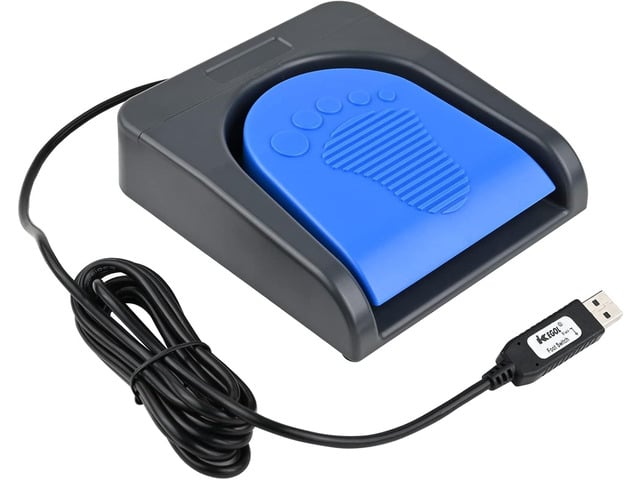 iKKEGOL Upgraded USB Single Foot Pedal Switch Control One Key Footswitch Program Customized Computer Keyboard Mouse Game Action HID (Blue Pedal)