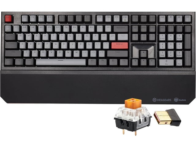 Hexgears X5 Wireless Mechanical Keyboard, Dual-Mode 2.4G/USB-C Ergonomic Full Size 108 Keys Keyboard, Kailh Box 3.0 Tactile Switch, N-Key Rollover,...