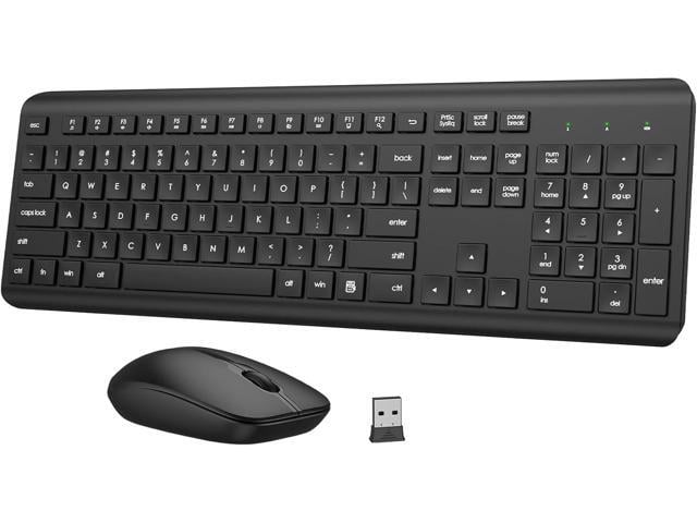 Wireless Keyboard and Mouse Combo, Full-Size Silent Ergonomic Keyboard and Optical Mouse, Long Battery Life, 2.4GHz Lag-Free Cordless Mice Keyboard...