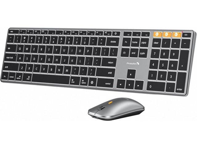ProtoArc Backlit Bluetooth Keyboard Mouse for Mac, KM110-A Wireless Aluminum Keyboard and Mouse for Mac, Full Size, Multi-Device, Rechargeable, for...