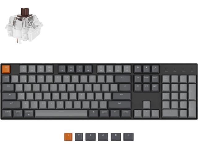 Keychron K10 Full Size 104 Keys Bluetooth Wireless/USB Wired Mechanical Gaming Keyboard with Keychron Super Brown Switch/RGB Backlight/Multitasking...