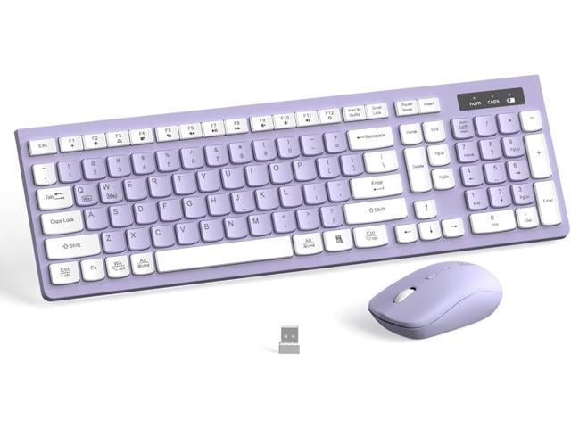 Wireless Keyboard and Mouse Combo Silent for Office and Home(Purple) 2.4G Full Size Silent Cordless Keyboard with Tilt Legs,3-Level DPI Quiet...