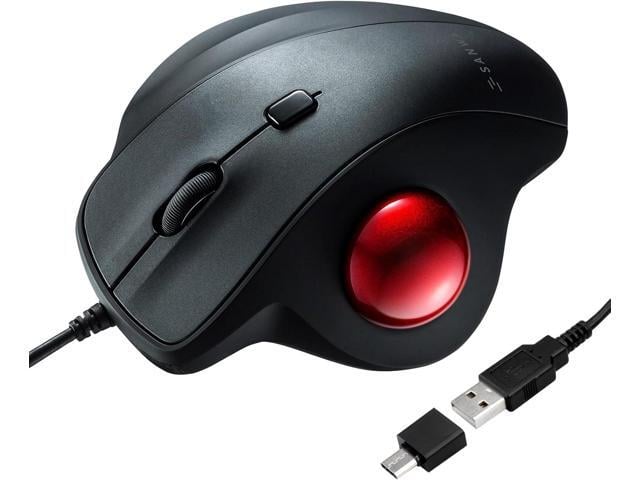SANWA Wired Ergonomic Trackball Mouse, Optical Vertical Rollerball Mice, Silent Buttons, 34mm Trackball, 600/800/1200/1600 DPI, Compatible with...