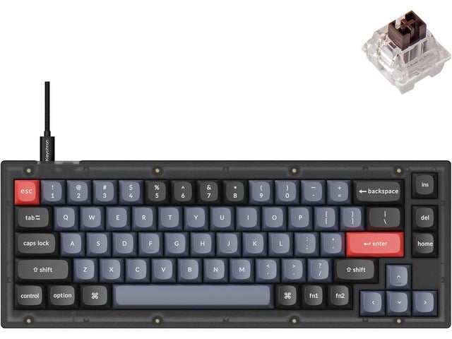 Keychron V2 Wired Custom Mechanical Keyboard, 65% Layout QMK/VIA Programmable Macro with Hot-swappable K Pro Brown Switch Compatible with Mac...