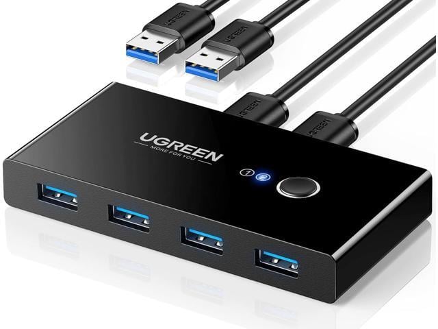 UGREEN USB 3.0 Switch Selector 2 Computers Share 4 USB 3.0 Ports KVM Switcher USB for PC Laptop Keyboard Mouse Printer Scanner One Button Switch...
