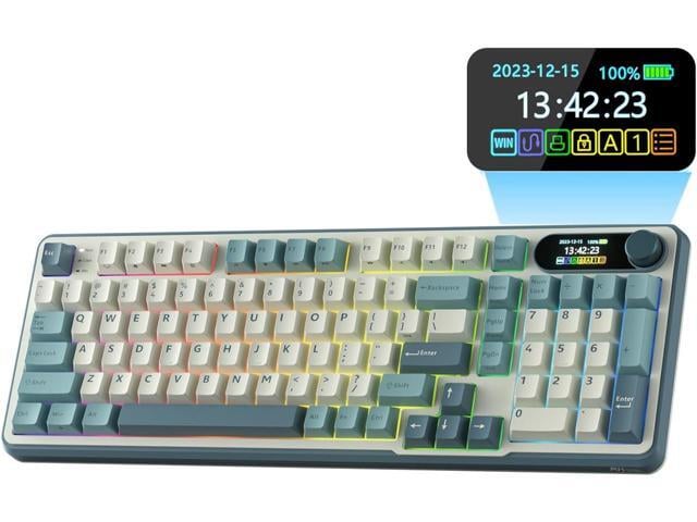 S98 Mechanical Keyboard w/Smart Display & Knob, Top Mount 96% Wireless Mechanical Keyboard BT/2.4G/USB-C, Hot Swappable, Software Support, Creamy...