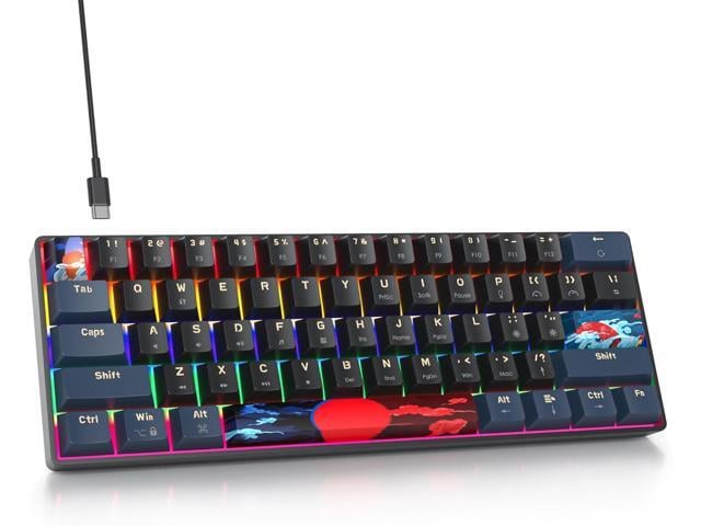 surmen 60% Gaming Keyboard 60 Percent, Wired Mini Mechanical Keyboard with Linear Red Switches PBT Keycaps for PC Gamer Typist (Blue Samurai...