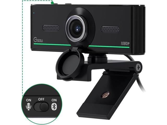 1080P Webcam with Microphone for Desktop, Computer Webcam Connect Bluetooth Headset/Earphone/Speaker, Streaming Webcams for Live Skype Teams, PC...
