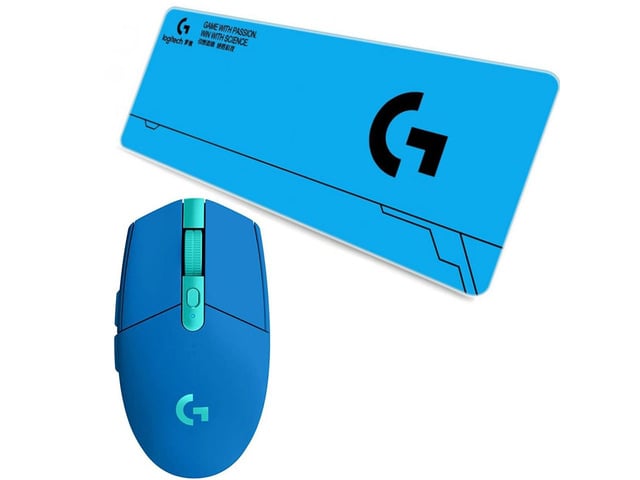 Logitech G304 Lightspeed Wireless Blue Gaming Mouse + F005-4-blue 80cm Gaming Mouse Pad Combo, 6 Programmable Keys,12000DPI, Non-Slip Large Desk Mat