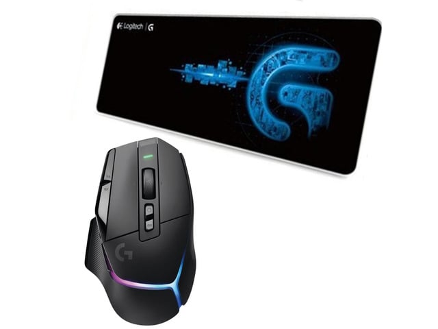 Logitech G502 X PLUS LIGHTSPEED RGB Mouse + F0053 blackblue Fine Surface Pad Combo, LIGHTFORCE Switches, LIGHTSYNC RGB, HERO 25K Sensor, Thickened,...