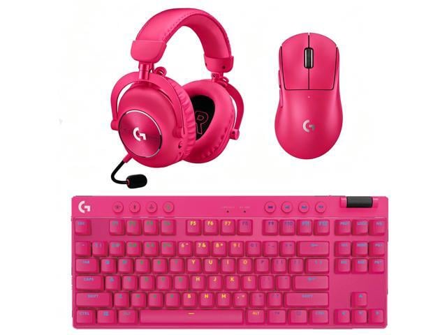 Logitech PRO X SUPERLIGHT 2 DEX Mouse+PRO X TKL Keyboard+PRO X 2LIGHTSPEED Headset Gaming Bundle-Magenta Pink, 60g Ultra-Light 44K DPI 8K Polling...