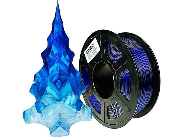 PETG 3D Printer Filament 1.75mm,Gradient Multicolors,Dual Color Blue to Translucent,1kg(2.2lbs) Accuracy +/-0.05mm for ender3 Cr10