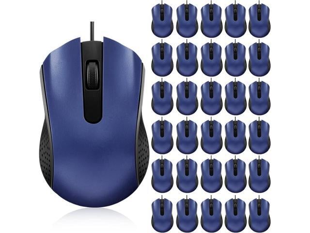 Bonuci 30 Pack USB Wired Mouse 3 Button Corded Computer Mice Bulk USB Mouse for PC Desktop, Laptop, Office, School, Classroom Use(Blue)