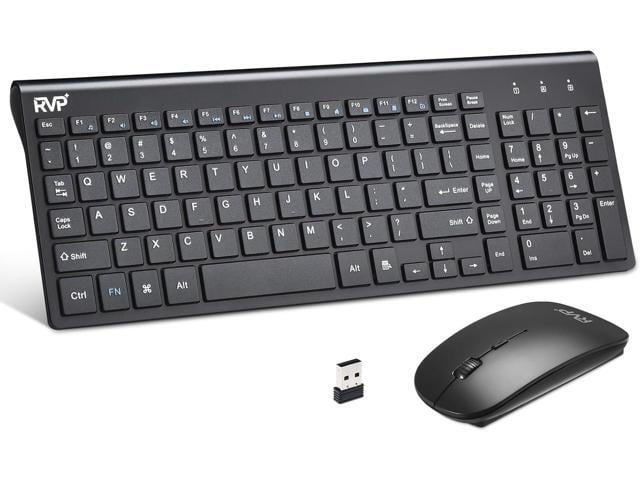 RVP+ Wireless Keyboard and Mouse Ultra Slim Combo, 2.4GHz Cordless USB Mouse and Keyboard PC Laptop Computer - Black