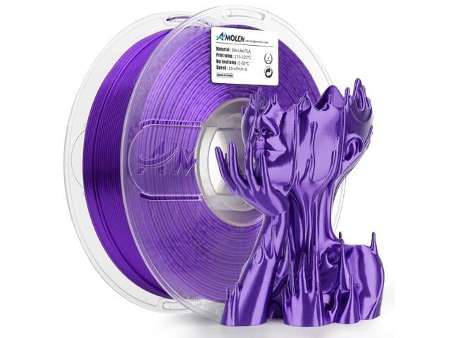AMOLEN Silk PLA 3D Printer Filament, Shiny Silk Purple PLA Filament 1.75mm, 3D Printing PLA Filament for Most FDM 3D Printer, 1kg Spool(2.2lbs)