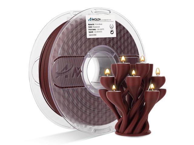 AMOLEN PLA Filament 1.75mm Dry Rosewood 3D Printer Wood Filament Add 15% Real Wood Fiber, Matte and Frosted 3D Filament 1.75mm PLA Filament 3D...