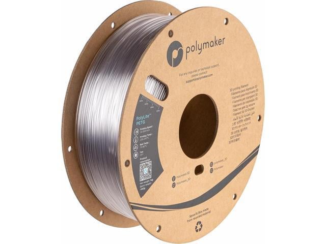 Polymaker PETG Filament 1.75mm 1kg Clear 3D Printer Filament, PolyLite PETG 3D Printing Filament 1.75mm, Dimensional Accuracy +/- 0.03mm, Print...