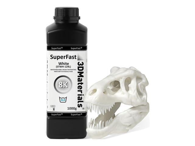 SuperFast 8K 3D Printer Resin Water Washable, 50um Print in 0.5 sec, Made in Korea by 3DMaterials (1000g, White)