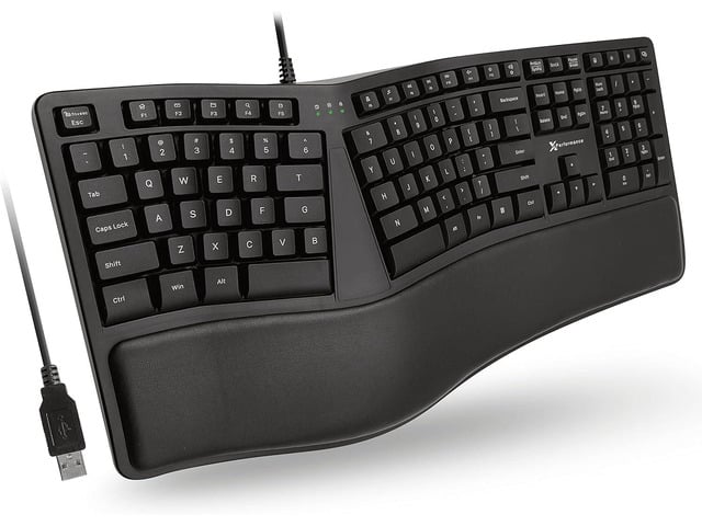X9 Wired Ergonomic Keyboard with Cushioned Wrist Rest - Type Comfortably Longer - USB Wired Split Keyboard for Laptop, PC & Chrome Computer with...