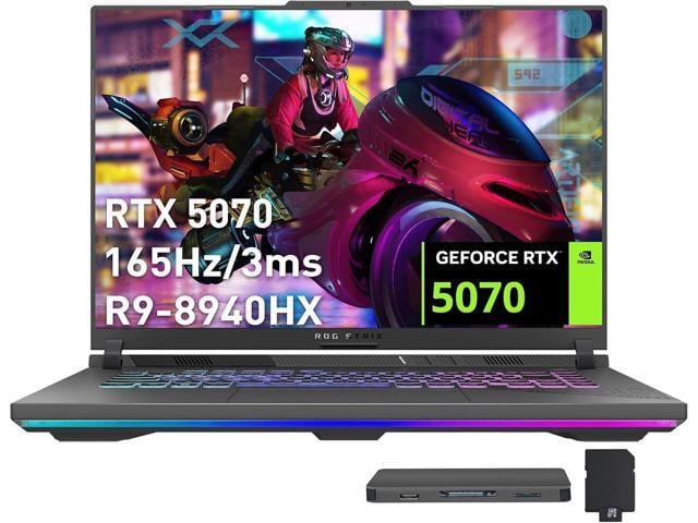 ASUS ROG Strix G16 16' WUXGA 165Hz Gaming Laptop, AMD Ryzen 9 8940HX, GeForce RTX 5070 8GB GDDR7, 16GB DDR5, 2TB Storage (1TB SSD+1TB Docking...