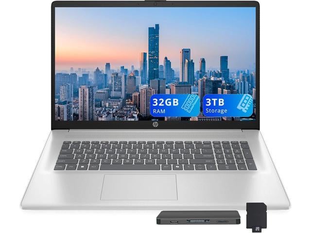 HP 17.3' FHD Business Laptop, Intel Core i7-1355U, 32GB RAM, 3TB Storage(2TB SSD+1TB Docking Station), Intel UHD Graphics, Full-Size Keyboard,...