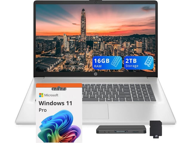 HP 17.3' FHD Business Laptop, Intel Core i7-1355U, 16GB RAM, 2TB Storage(1TB SSD+1TB Docking Station), Intel Iris Xe Graphics, Full-Size Keyboard,...