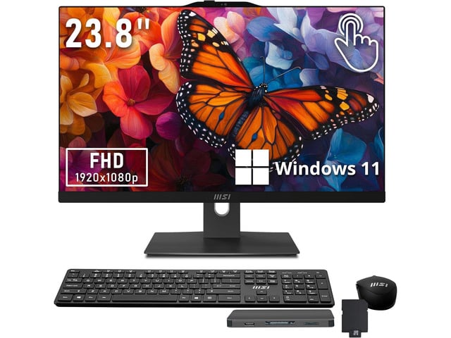 MSI Modern AM242TP 23.8' FHD Touchscreen AIO Desktop, Intel Core 7-150U, 32GB DDR5, 1TB SSD+1TB HDD, Intel Graphics, Wireless Keyboard & Mouse, Win...