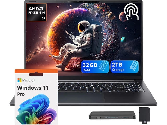 Acer Swift Go 16 AI 16' WUXGA Touchscreen Laptop, AMD Ryzen AI 9 465, 32GB LPDDR5X, 2TB Storage (1TB SSD+1TB Docking Station), AMD Radeon 880M,...
