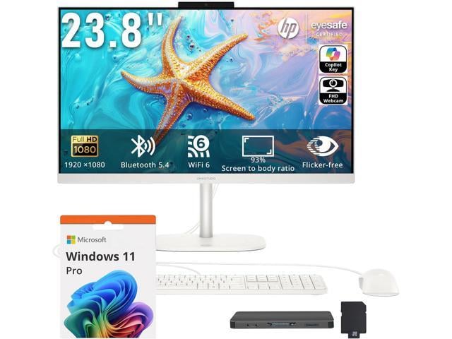 HP OmniStudio 23.8' FHD All-in-One Desktop, Intel N150 Processor, 8GB DDR5, 1.12TB Storage (128GB UFS+1TB Docking Station Set), Intel Graphics,...