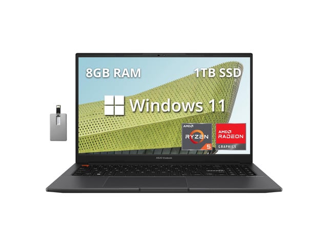 ASUS VivoBook S 15 Slim 15.6' FHD Laptop, AMD Ryzen 5 5600H, 8GB RAM, 2TB SSD, AMD Radeon Graphics, Backlit Keyboard, Webcam, Windows 11 Home,...