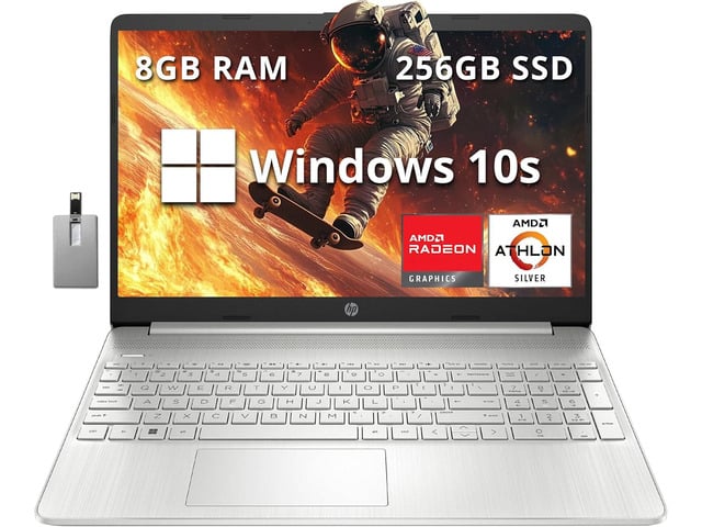 HP 15.6' FHD Laptop Computer, AMD Athlon Silver 3050U, 8GB DDR4 RAM, 256GB SSD, AMD Radeon Graphics, HD Webcam, HDMI, Office 365, Windows 10 S,...