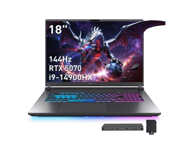 ASUS ROG Strix G18 18' WUXGA 144Hz Gaming Laptop, Intel i9-14900HX, 64GB DDR5, 3TB Storage(2TB SSD+1TB Docking Station), GeForce RTX 5070, RGB...