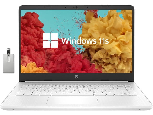 HP Premium 14' Stream HD Laptop, Intel Celeron N4120, 8GB RAM, 64GB eMMC, Webcam, UHD Graphics, WiFi, HDMI, 1 Year Office 365, Win 11s, White, 32GB...