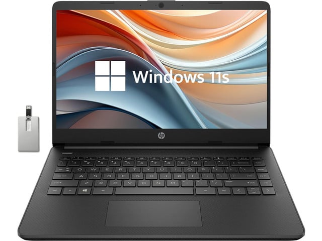 HP Stream 14' HD BrightView Laptop, Intel Celeron N4120, 8GB RAM, 64GB eMMC, Intel UHD Graphics, 720p Webcam, 1 Year Office 365, Black, Win 11 S,...