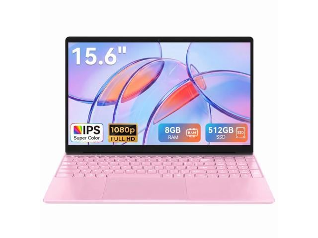 Intel GXMO 15.6' Home Office Laptop, Intel Celeron N5100, 8GB RAM, 512GB SSD, Windows 11 Pro, FHD IPS, Fingerprint Reader, Pink