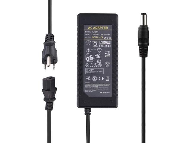12V 7A Power Supply, AC 100-240V to DC 12V 7A Adapter, 5.5x2.5mm Barrel Connector, Compatible with LED Strip Lights, LCD Monitor, CCTV Cameras