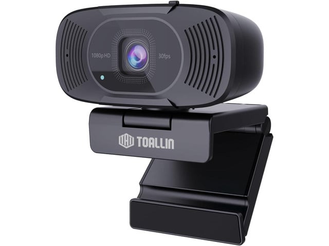 TOALLIN 1080P Auto-Focus Webcam with Dual Microphones, Computer Web Camera, 90° Wide Angle View Without Distortion, USB Webcam for Video Calls