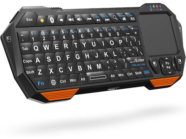 HP Fosmon Mini Keyboard with Touchpad Mouse, 2.4G Wireless+ Bluetooth, Backlit