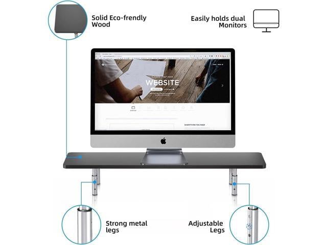 suptek Dual Monitor Stand Riser,Large Monitor Laptop Stand Riser 3 Adjustable Heights Computer Stand for Laptop, Printer, Notebook(MST016L)