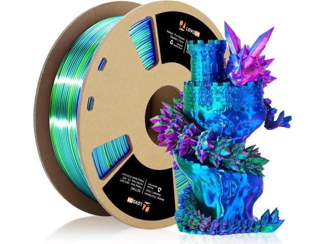 LOVOON 3D Printer Filament, Tricolor PLA Filament 1.75mm Silk Rainbow Filament Green-Red-Blue, 3D Printing Accessories PLA Filament Multicolor,...