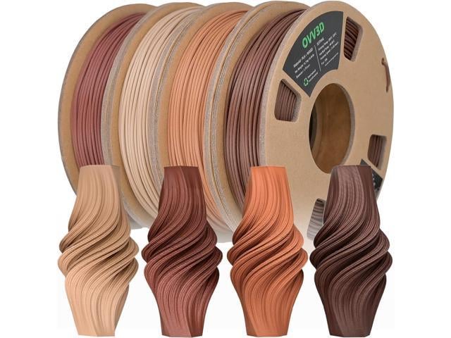 OVV3D Wood 3D Printer Filament Bundle, Wood PLA Filament 1.75mm Bundle, Add More Than 30% Real WoodFiber, Walnut, Oak, Cherry, Teak, 1.75 PLA...