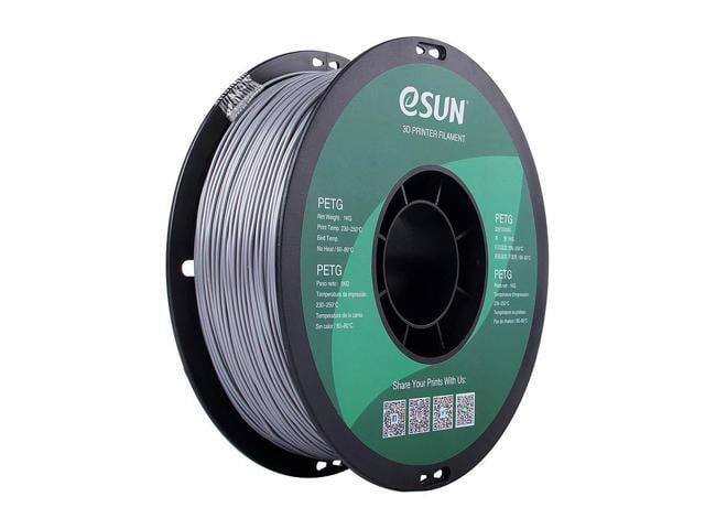 eSUN 3D 1.75mm Solid Silver PETG 3D Printer Filament 1KG Spool (2.2lbs), Dimensional Accuracy +/- 0.03 mm, 1.75mm Solid Opaque Silver