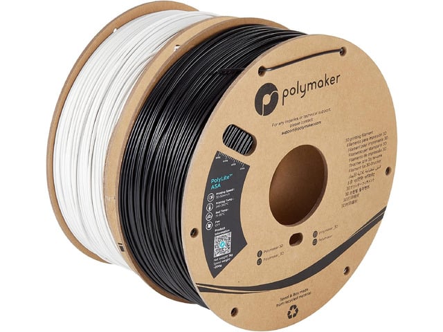 Polymaker ASA Filament 1.75mm Black*1+White*1, 2kg ASA 3D Printing Filament, Heat & Weather Resistant - ASA 3D Printer Filament Perfect for...