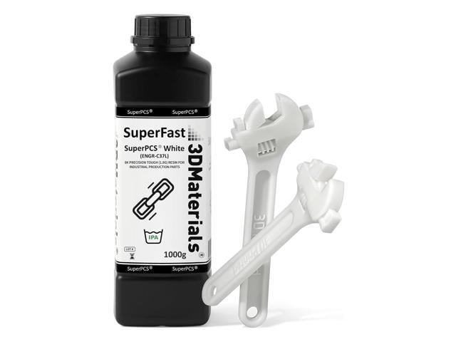 SuperPCS 3D Printer Resin, Toughest and Fastest, 50um 1.8GPa Print in 1.5 sec, Made in Korea by 3DMaterials (1000g, White)