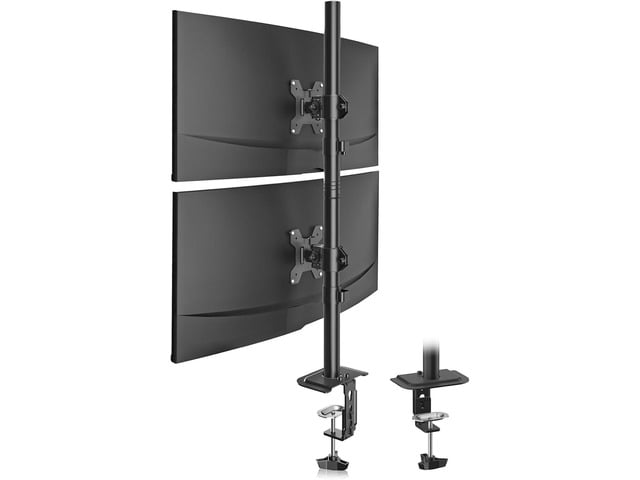 Suptek Dual LED LCD Monitor Stand up Desk Mount for 2 / Two Screens up to 32 inch Extra Tall 31.5' Pole Heavy Duty Fully Adjustable Stand Vertical...